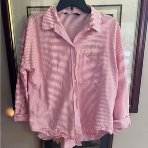 Zara Pink and White Button Down Sz Med